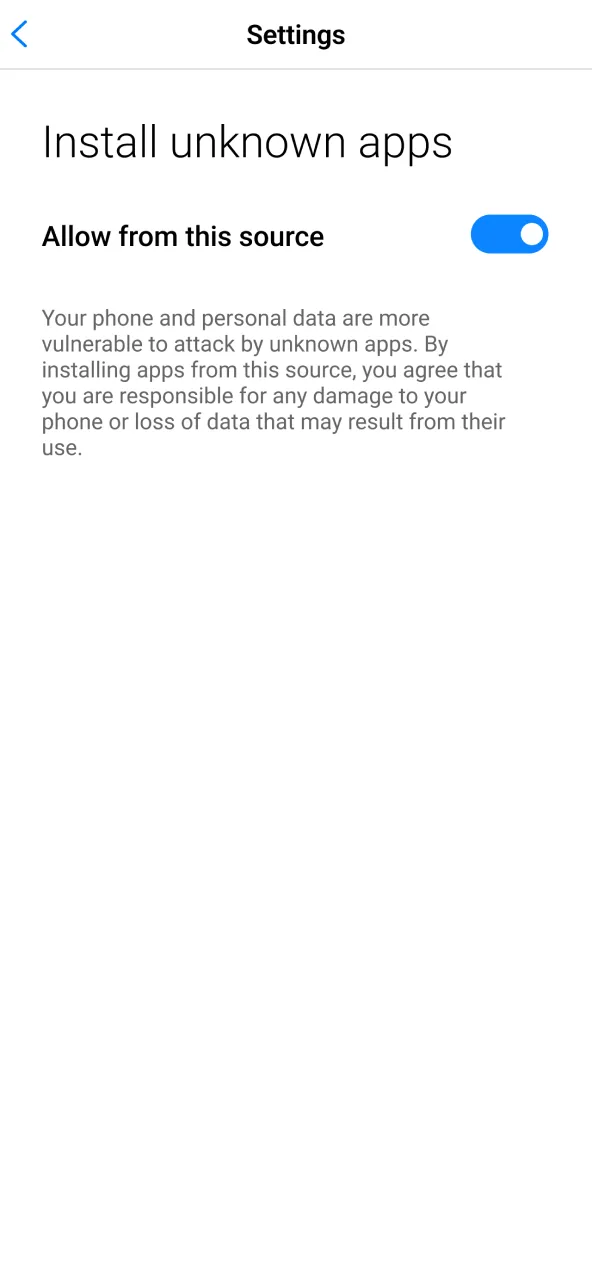 Bet365 Android app requires activation of unknown sources option.