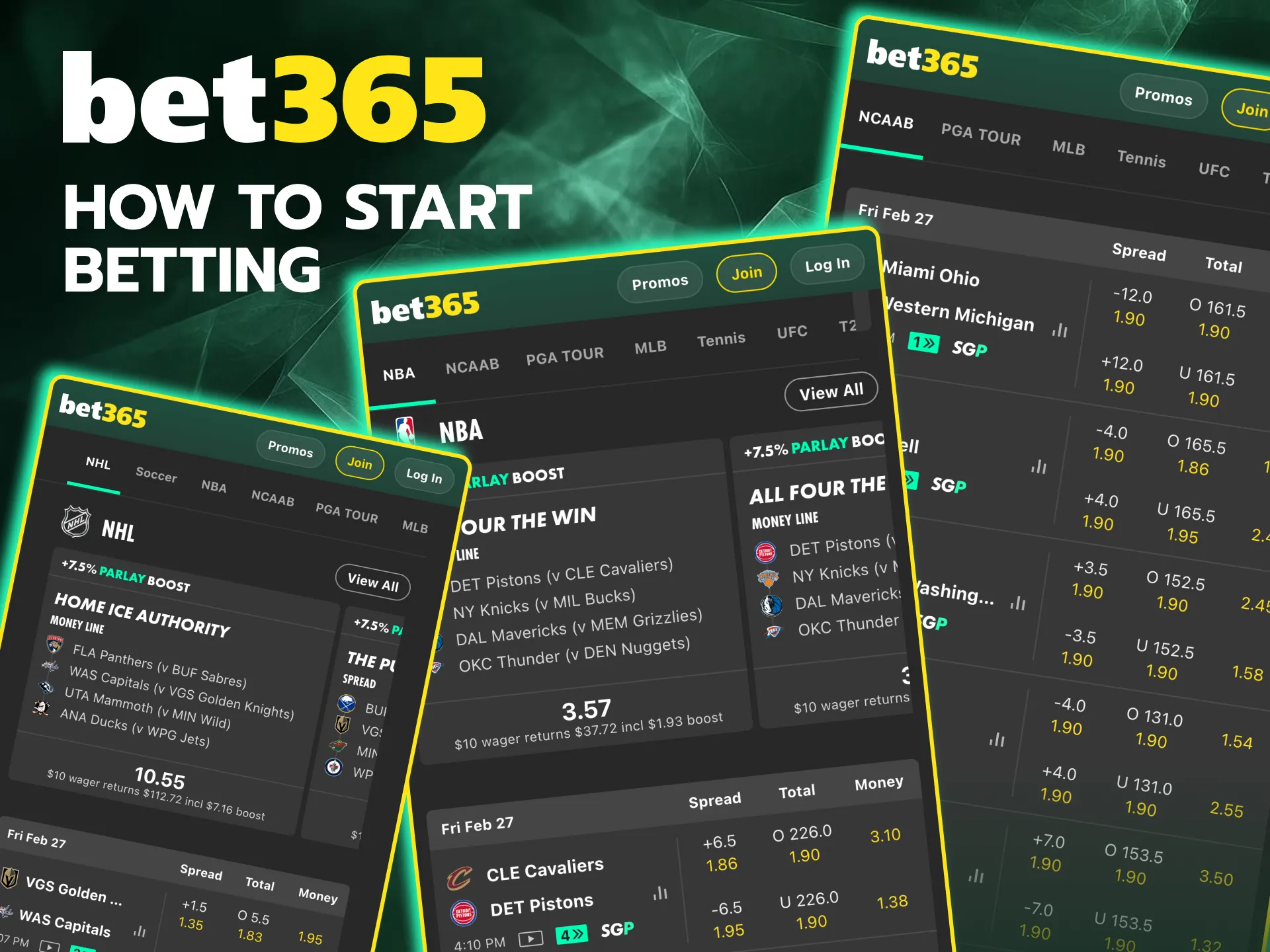 Start betting on sports by opening your Bet365 mobile account.