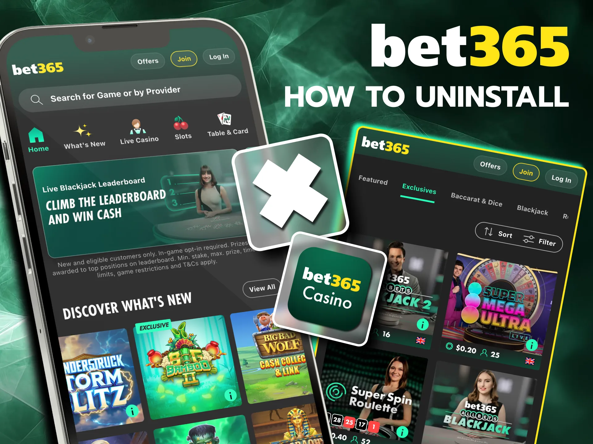 Remove Bet365 app quickly by opening settings and uninstalling.