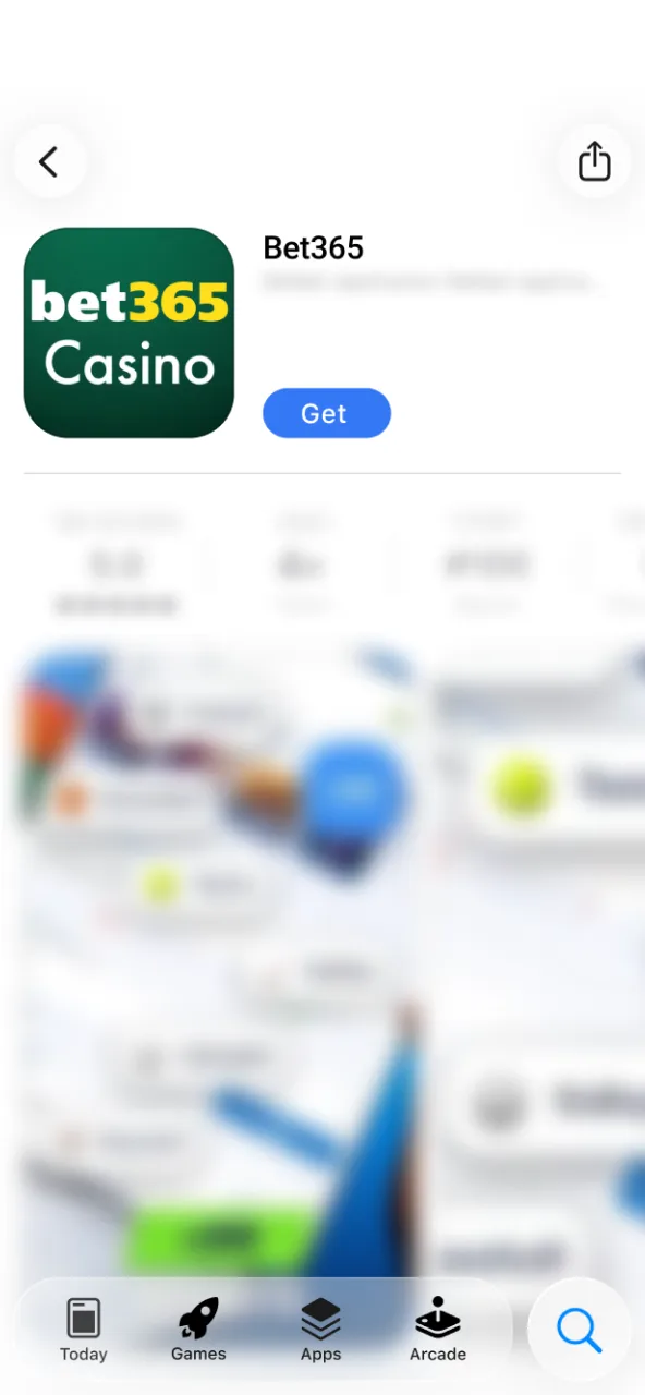 Find Bet365 application by opening Apple App Store on iPhone.