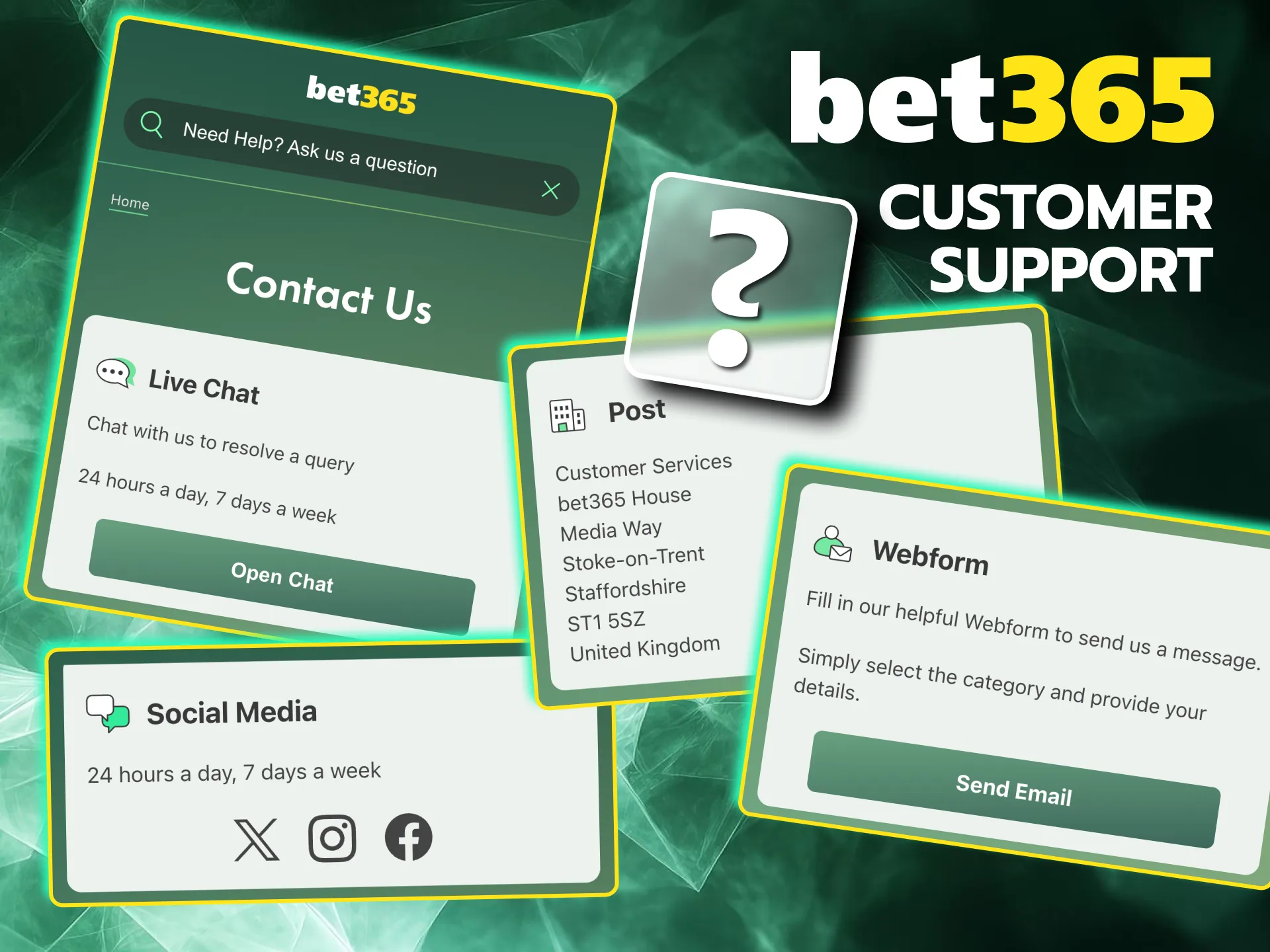 Quick issue resolution offered by Bet365 customer service channels.