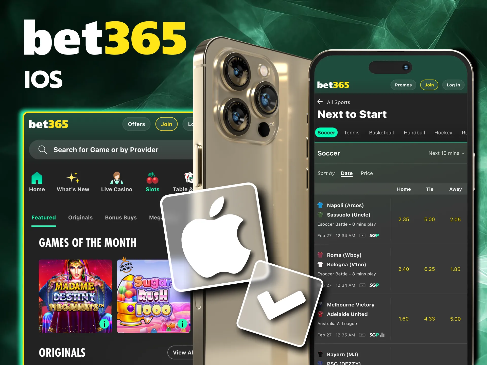 Download Bet365 app via Apple iOS instructions.