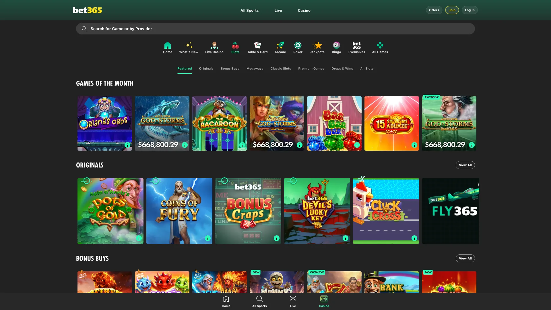 Explore the wide variety of games at Bet365 and start playing.