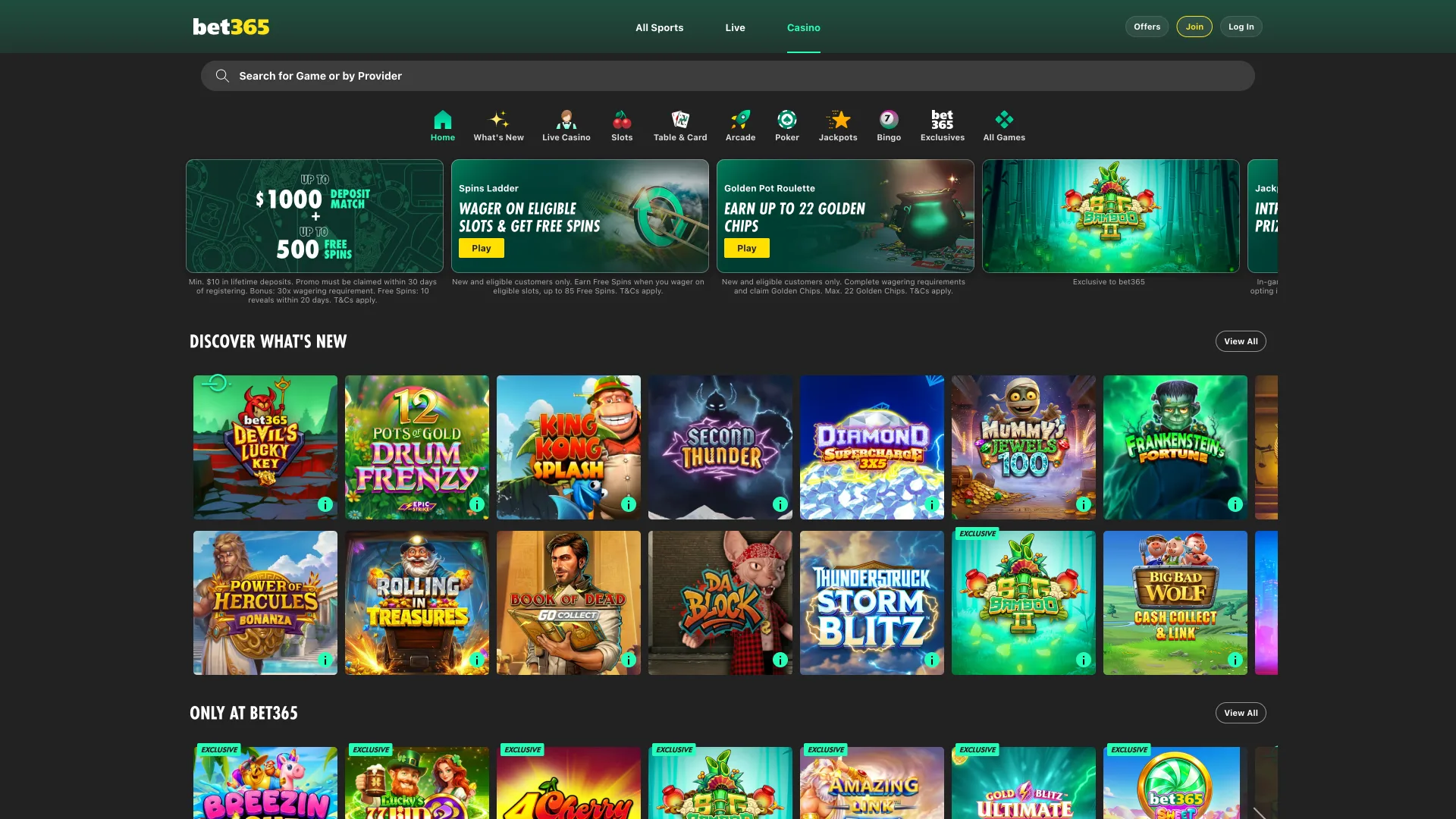 Bet365 offers users in the United Kingdom a complete range of casino and betting options.